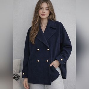 KBB Classic Double-Breasted Navy Coat with Gold Buttons
